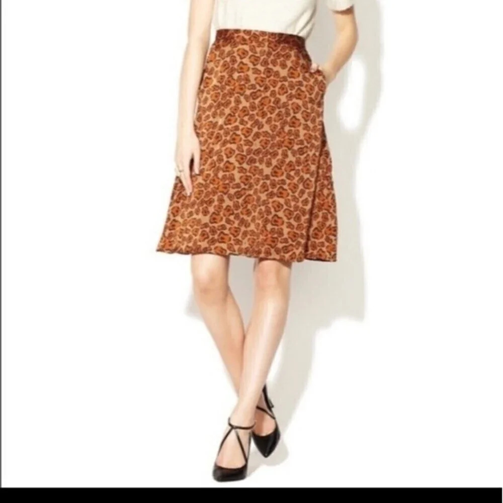 Tucker Leopard Skirt A line Silk Skirt sz P